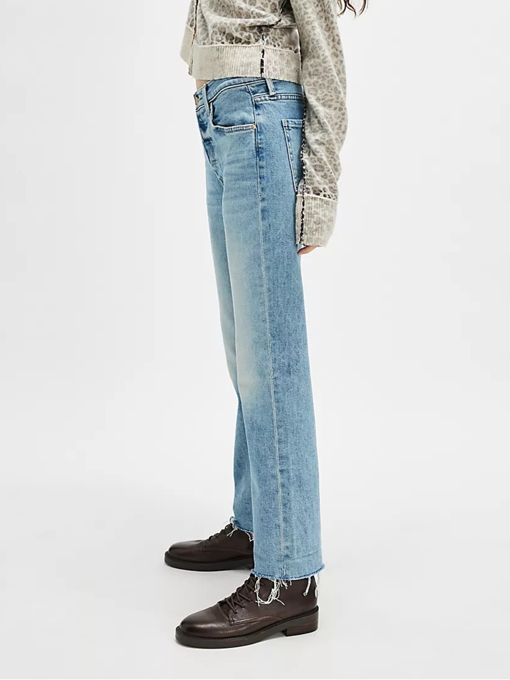 MOTHER The Scrapper Cuff Ankle Fray Jeans in Sneak Peak Light Wash Size 27